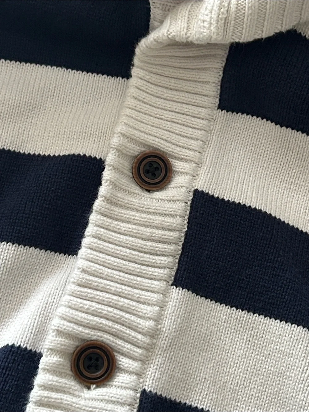 Gymboree Kids Navy & Creamy White Striped Button Sweater Cowl Neck Cardigan